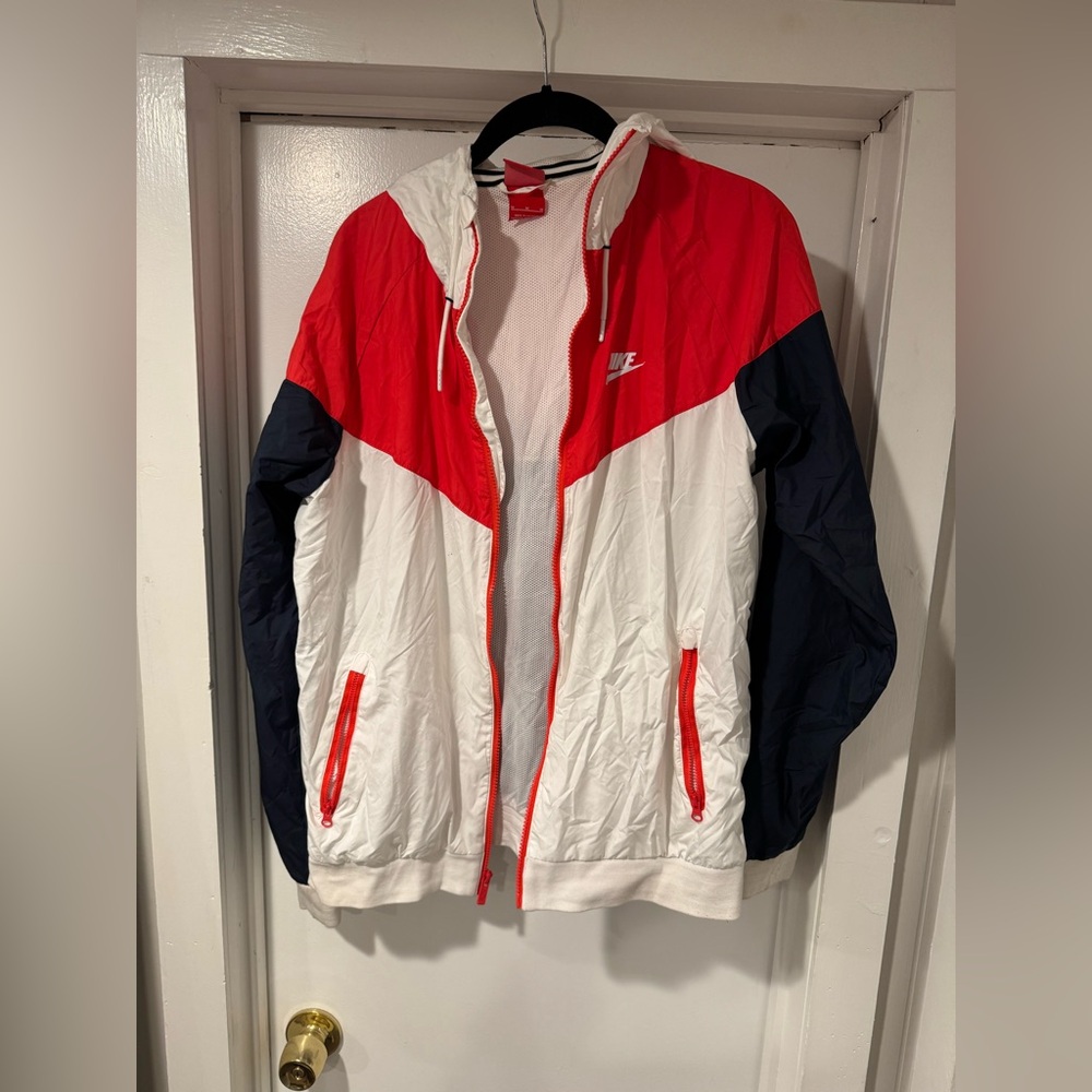 Nike Red and White Windbreaker Jacket